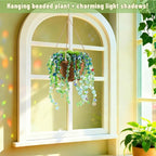 Wurosi 4074 Pcs Green Glass Beaded Plant Kit with Rattan Basket, Forever Plant Beaded Making Kit with Hanging Chain and Manual, Green Crystal Leaf Beads for Jewelry Making Beaded Plants