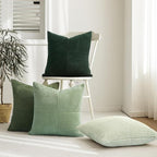Topfinel SageGreen Pillow Covers,Boho Farmhouse 24x24 Inch Cushion Covers Set of 4,Large Soft Corduroy Home Decor for Couch Bed Sofa Living Room LightGreen,MossGreen
