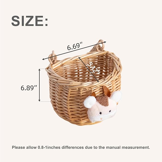 Wicker Hanging Wall Basket, Woven Hanging Basket, Door Baskets for Flowers Front Door, Wall Organizer for Entryway, Kitchen, Living Room, Garden, Farmhouse Decor (Original)