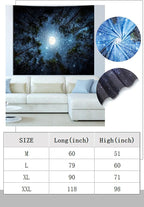 Apdidl Forest Galaxy Starry Tapestry for Bedroom Ceiling, Blue Space Night Starry Sky Moon Stars Tapestry Aesthetic, Tree Forest Milky Way Backdrop Wall Hanging for Dorm Living Room Decor (60" X 79")