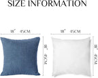 Softalker Throw Pillow Covers 18x18 Inch, Set of 2, Soft Corduroy Boho Stripe Decorative Pillow Cover, Couch Fluffy Pillow Cover for Farmhouse Home Decor Bed Living Room, Blue
