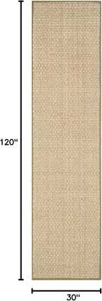 SAFAVIEH Natural Fiber Collection Runner Rug - 2'6" x 10', Natural & Olive Green, Seagrass, Basketweave Pattern with Border (NF114G)