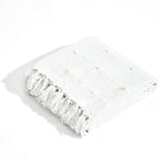 Lush Decor Boho Tufted Cotton Woven Tassel Fringe Throw Blanket, White 60" x 50"