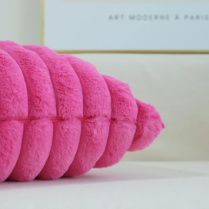JOJUSIS Pack of 2 Faux Fur Plush Decorative Throw Pillow Covers Couch Cushion Case Soft Pillowcases (Hot Pink, 12 x 20-Inch)