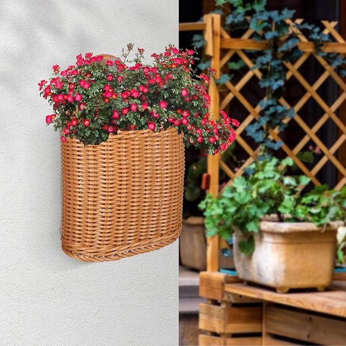 Cabilock Hanging Fruit Basket for Kitchen, Handmade Woven Hanging Basket for Front Door, Wall Storage Organizer for Home, Kitchen, Garden, Farmhouse