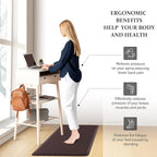 HappyTrends 2 PCS Kitchen Mat Cushioned Anti-Fatigue Floor Mat, Heavy Duty Ergonomic Comfort Foam Standing Mat, Waterproof Non-Slip Kitchen Rugs for Home, Office(17.3"x28"+17.3"x47",Chocolate)