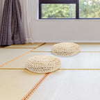 Round Straw Braid Cushion 11.81 Inch Handwoven Yoga Meditating Seat Pad with Breathable Space Cotton Filling for Home Tatami Floor and Windowsill