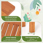 Tangkula Wooden Plant Stand, Outdoor Indoor Solid Wood Flower Pot Holder Display Shelf with Teak Oil Finish, Slatted Top, Rustic Plant Rack for Patio Garden Entryway Porch