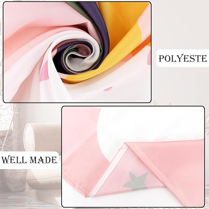 LB Classroom Boho Tapestry Rainbow Room Decor for Girls- Cute Stars White Cloud Pink Tapestries Wall Hanging for Nursery Kids Bedroom Living Room Dorm Party Wall Decor, 60x40 inches