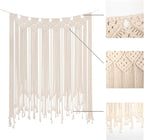 RLoncomix Boho Macrame Wall Hanging, Large Woven Tapestry Wall Art Bohemian Cotton Handmade Macrame Backdrop for Wedding Living Room Gallery Bedroom, Beige, 39"x 45"
