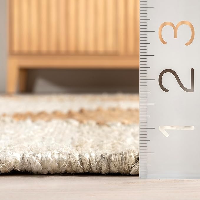 nuLOOM Pandora Diamond Jute Area Rug - 3x5 Jute Accent Rug, Global Inspired Ivory Neutral Rug for Dining Room, Living Room, Entryway, Kitchen