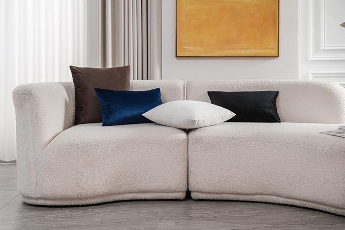 Lumbar Pillow Covers 12x20 Navy Blue: Pack of 2 Cozy Soft Velvet Rectangular Modern Luxury Decorative Throw Pillow Cases for Sofa Couch Living Room Bed Home Decor