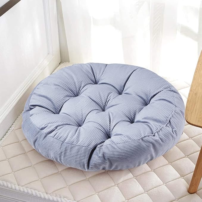Big Hippo Floor Pillow Cushion, 22 Inch Round Seat Cushions Thick Meditation Cushion for Yoga Living Room Sofa Balcony Indoor & Outdoor (Gray)