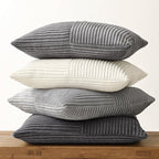 MIULEE Neutral Grey Decorative Throw Pillow Covers 20x20 Inch Set of 4 Modern Farmhouse Corduroy Cushion Cases Striped Patchwork Pillow Cases for Couch Sofa Bedroom Home Decor