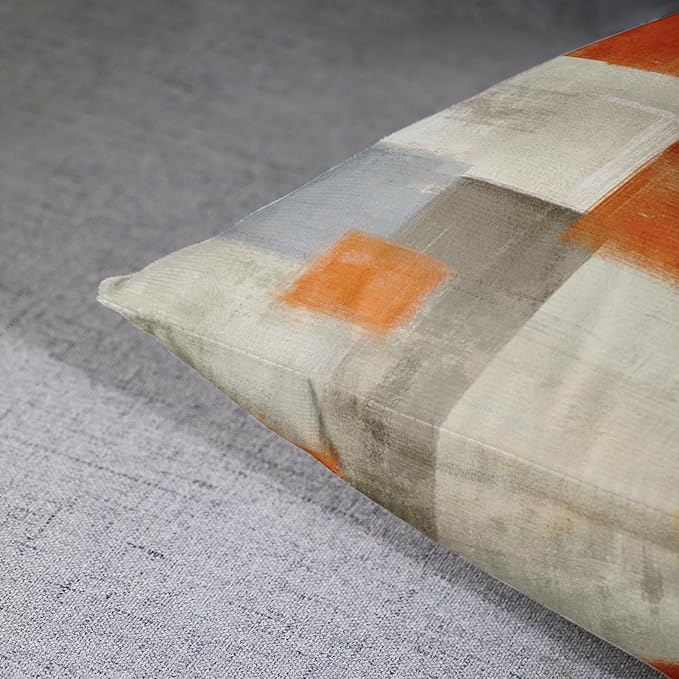 Emvency Set of 2 Orange Beige and Grey Throw Pillow Covers Modern Abstract Painting Decorative Pillow Cases Home Decor Standard Rectangle 12x20 Inches Pillowcases