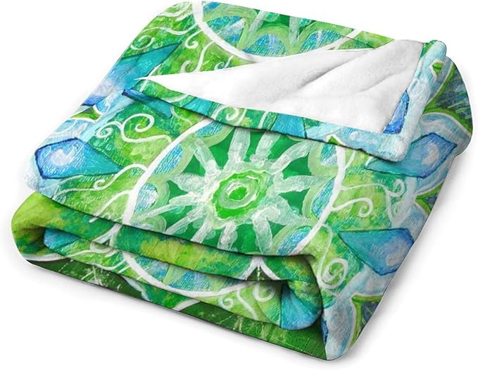 Abstract Mandala Throw Blanket Indian Hippie Bohemian Art Floral Texture Pattern Blanket for Sofa Bed Couch Chair Or Dorm 70"x80"