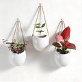 Set of 3 Ceramic Hanging Planters for Small Plants & Artificial Greenery, Wall Decor for Bathroom Living Room Bedroom Home Office Corridors