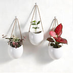 Set of 3 Ceramic Hanging Planters for Small Plants & Artificial Greenery, Wall Decor for Bathroom Living Room Bedroom Home Office Corridors