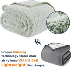 EMME Soft Sherpa Fleece Blanket Reversible Plush Fluffy Large Blanket, Light Weight Warm Decorative Boho Blanket Cover for Sofa, Couch, Bedroom,Travel(Plush Sage,108"x90")