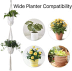 Flexzion Hanging Macrame Plant Holder - 4-Set Pot Hangers for Plants, Boho Hanging Planters for Indoor Use, Handwoven Cotton Rope Plant Hanger Set with C & S Hooks (Plant & Pot Not Included)