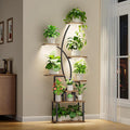 JUSTOGO Plant Stand Indoor with Grow Lights, 8 Tiered Tall Plant Shelf for Indoor Plants Multiple, 65" Large Corner Plant Stands, Metal Flower Holder Display Plant Rack for Living Room, Home, Patio