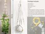 Comtelek Hanging Planter with Lights Indoor Macrame Plant Hanger Basket with Wood Beads Flower Pot Holder No Tassels for Boho Home Window Decor 35 Inch, Ivory (POTS NOT Included)