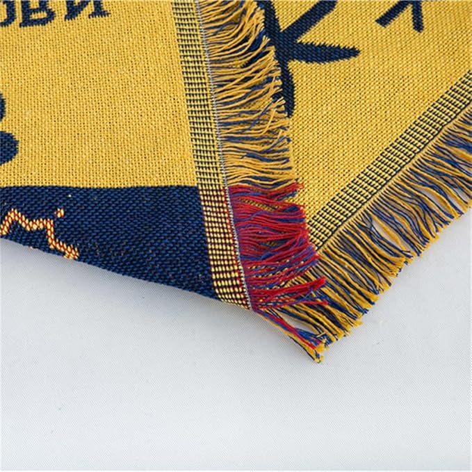 Boho Throw Blankets Woven Reversible Cotton Bohemian Tapestry Hippie Room Decor Witchy Astrology Zodiac Celestial Constellation Carpet Bed Recliner Chair Couch Sofa Cover Double Sided 50"x70"