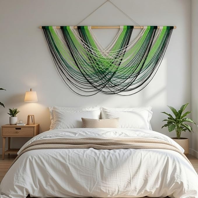 Tiamon Boho Wall Decor - 59''W x 35.4'' L Macrame Wall Hanging Dip-Dye Large Tapestry Art for Home Bathroom Farmhouse Bedroom Living Room Office Natural Modern Rustic Decoration
