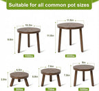 Delma Wood Plant Stands Indoor, 5-Pack Single Plant Stand for 6-12 Inch Pots, Mid-Century Modern Plant Stool, Tall Plant Stand for Large Plants for Living Room, Balcony, Office (Dark Brown, 5-Pack)