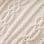 Battilo Cream White Ivory Throw Blanket for Couch, 51x 67 Inch, Woven Chenille Knit Throw Blanket for Chair, Super Soft Warm Decorative Textured Throw Blanket for Bed, Sofa and Living Room.