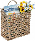 Magazine Holder, Woven Magazine Rack, Hanging Wall Basket with Handle, Rattan File Holder, Wall Mounted Storage Basket for Letters, Magazines, Books, Newspapers, Home & Office Organizer