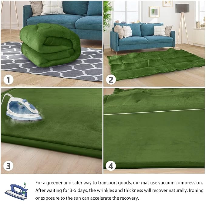 Baby Play Mat for Floor Nursery Muscle Area Rug Playroom Rug 47"x47" Memory Foam 1.3" Thick Crawling Mat for Babies,Toddlers, Infants,Kids(Moss Green)