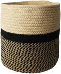 Decorative Baskets for Plants| 9- & 11-inch Pots for Indoor Plants | Floor Planter Pot Cover | Rope Plant Basket for Indoor (Small 9" Round, Tan/Black)