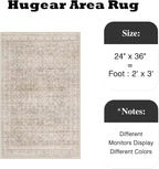 HUGEAR 2x3 Entryway Area Rug Vintage Beige Small Rug Machine Washable Door Mat Retro Floral Low Pile Carpet Vacuumable Distressed Throw Rug Entrance Kitchen Bathroom Bedroom Non Slip Lightweight