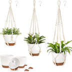 Mkono 3 Pack Hanging Planters for Indoor Plants with Self Watering, Outdoor Hanging Plant Pots with 35"/29"/23" Macrame Plant Hangers, 2 Types of Hanging Baskets for Garden Home Decor