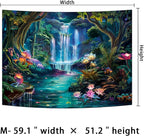 Generleo Forest Waterfall Tapestry Mushroom Flower Tapestries Natural Landscape Tapestries Colorful Floral Plants Wall Art Decor Fantasy Aesthetic Tapestry Wall Hanging for Bedroom