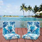 JMGBird Adjustable Floor Chair - 5-Position Gaming & Meditation Cushion with Back Support, Waterproof Blue Palm Leaves Design for Indoor/Outdoor Use