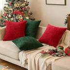 MIULEE Pack of 2 Dark Green Decorative Christmas Pillow Covers 24x24 Inch Soft Chenille Couch Throw Pillows Eruo Sham Farmhouse Cushion Covers for Home Decor Sofa Bedroom Living Room