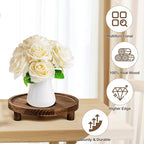 3PCS Wooden Display Stand， Rustic Whitewashed Wood Risers for Home Decor - Decorative Stackable Shelf for Plants, Candles, Books - Farmhouse Pedestal Stand (6” 8” 10”) (burning color)
