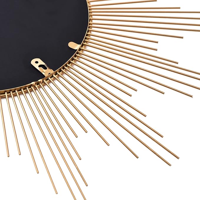 Cityelf 24'' Large Gold Sunburst Wall Mirror Boho Home Decor Round Wall Art Mirror for Living Room/Bedroom/Bathroom/Entryway