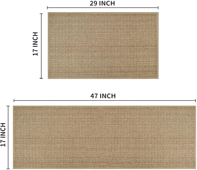 Artoid Mode Washable Non Slip Kitchen Rugs and Mats Set of 2, Rubber Backing Absorbent Kitchen Mats for Floor Front of Sink - 17x29 and 17x47 Inch