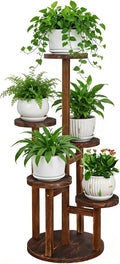5 Tier Plant Stand Indoor, Tall Wood Corner Plant Shelf for Multiple Plants, Multi-tiered Flower Pot Holder Display Rack for Living Room, Balcony, Patio (Carbonized Brown)