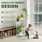 TOSKING 5 Tier Tall Plant Stand Indoor Outdoor,Anti-Tip Plant Stand indoor, Wide Base for Pots, Child and Pet Friendly,Heavy Duty Corner Shelf for Plants & Decor, Space Saving ,Tiered Metal Flower Pot Stand for Balcony, Garden, Living Room, Patio (Whit...