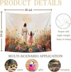 bitCNY Jesus and Girl Tapestry 60x50 Inches – Christian Tapestry for Kids Room, Gentle Faith Wall Hanging, Religious Art for Family Spaces