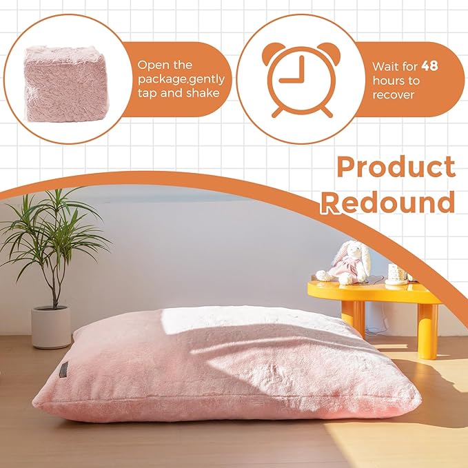 MAXYOYO 3 in 1 Kids Bean Bag Chair Bed, Child Floor Sofa for Gaming, Reading, Faux Fur Floor Mattress with High-Density Foam Filling for Living Room Bedroom