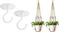 Mkono Macrame Plant Hangers Indoor Jute Hanging Planter Basket and Ceiling Hooks, Wood Beads Decorative Flower Pot Holder for Indoor Outdoor Boho Home Decor,Brown，Set of 2