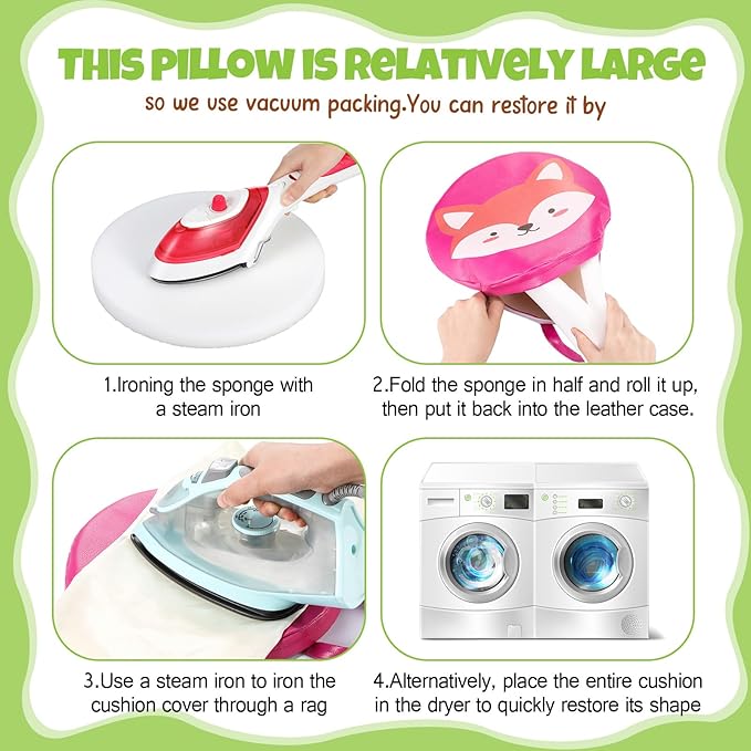 Suzile 12 Pcs Cartoon Kids Floor Cushions for Classroom, Round Flexible Seating with Handle, Soft Waterproof Floor Pillow with Cute Animals Patterns for Home Daycare Preschool Kindergarten, 12 Styles