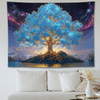 YJDYJD Tree of Life Wall Tapestry – Spiritual Boho Wall Hanging with Celestial Sky and Nature Design, Inspirational Meditation Wall Art and Nature Decor for Bedroom, Living Room, or Yoga Room