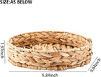 Kingwillow Small Handwoven Water Hyacinth Round Tray, Decorative Fruit & Servicing Basket for Centerpiece, Coffee Table, Dining & Home Decor