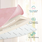 Baby Play Mat for Floor,1.3" Thick Elasti-Foam 50"×50" Playpen Mat for Tummy Time,Water Repellent Soft Coral Velvet for Toddler,Infant,Kids,Non-Slip Backing Safe for Crawling(Pink)
